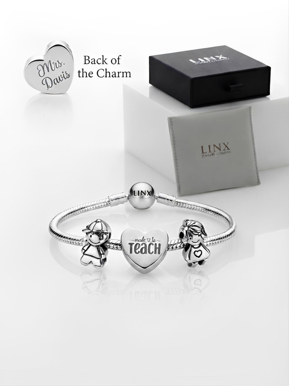 Linx Snake Chain Bracelet with Personalized Teacher Themed Charms
